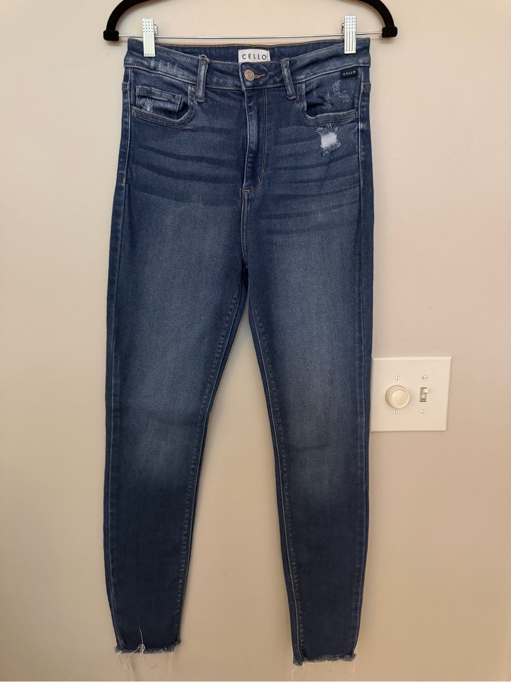 Cello Skinny High-Rise Jeans in Dark Wash Blue